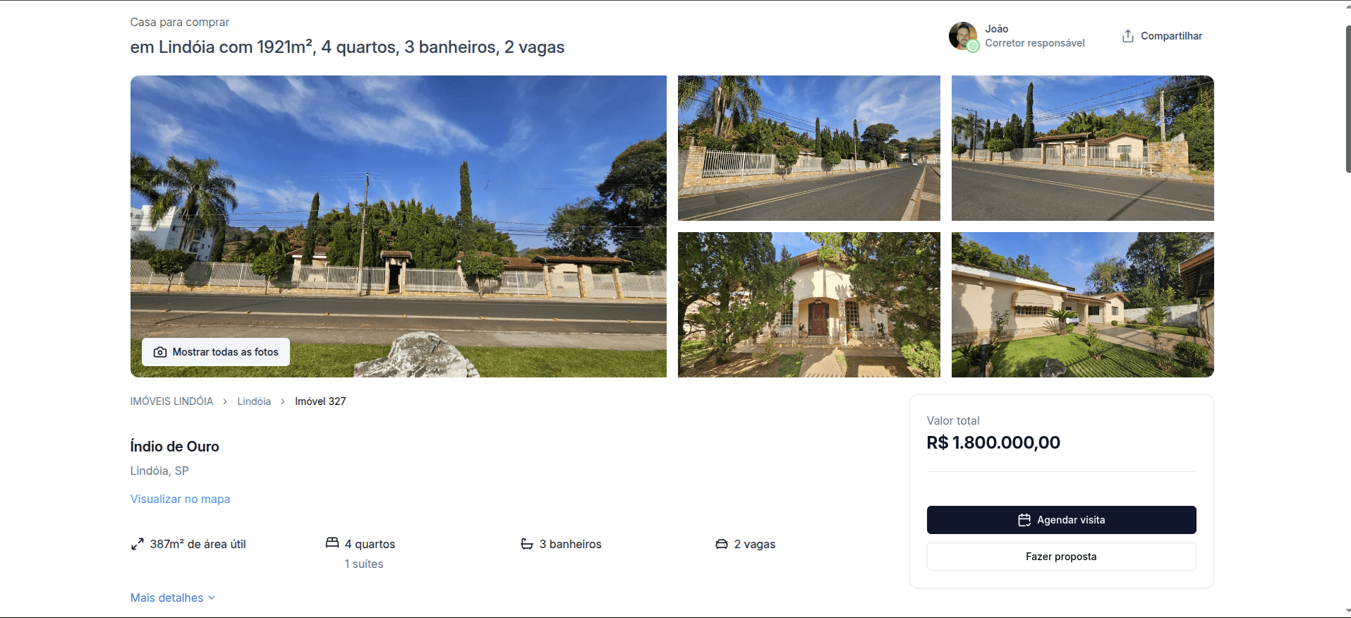 Página de imóvel detalhada